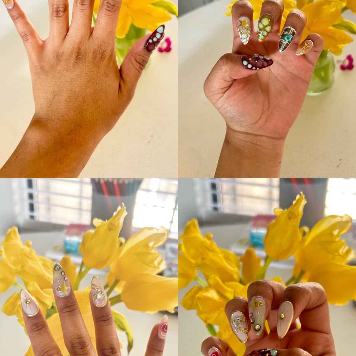 Aurora Candy Galaxy Press-On Nails – Luxury 3D Star & Chrome Nail Art Set