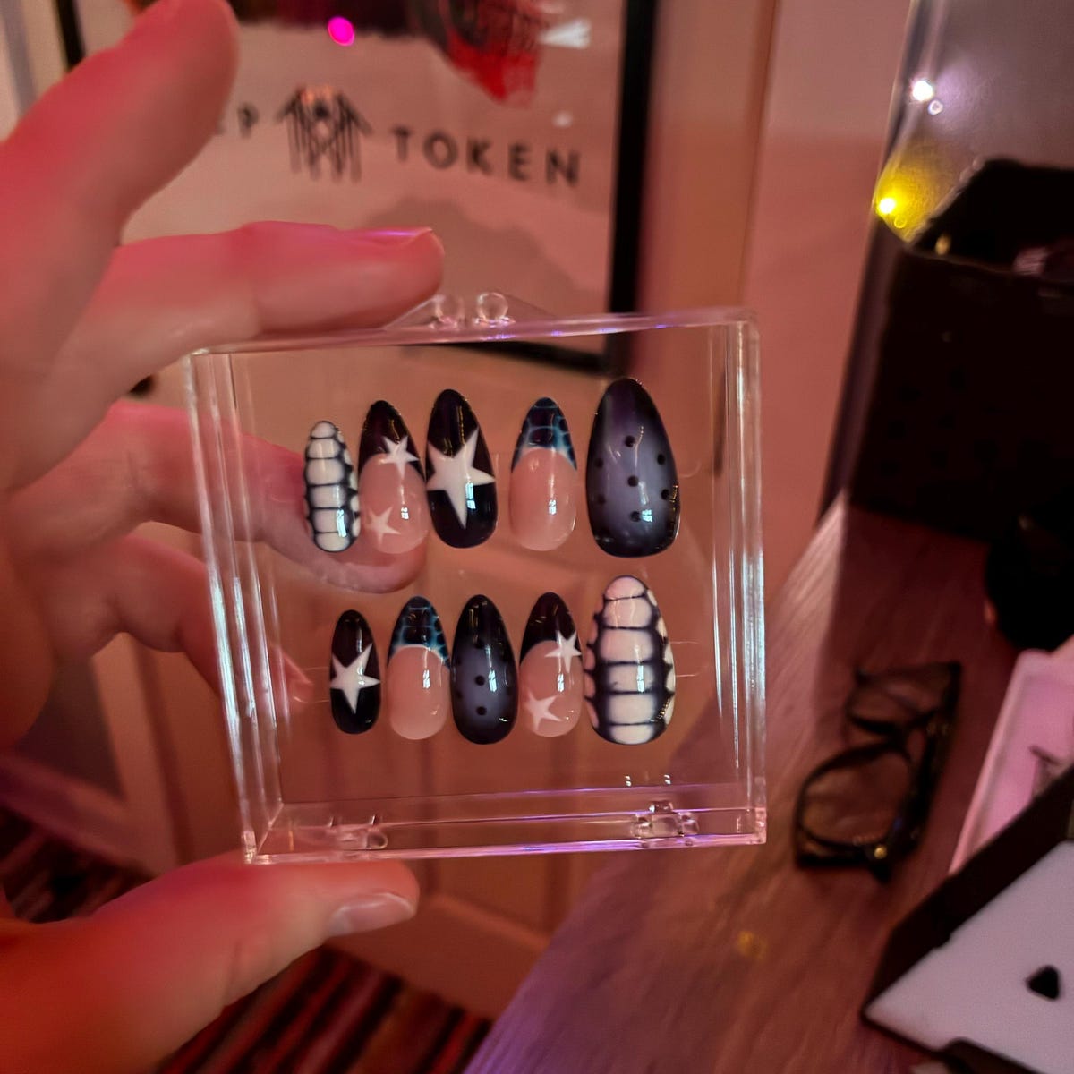 Midnight Starfish Press-On Nails – Navy Blue Ocean-Inspired Nail Art Set