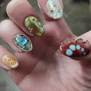 Aurora Candy Galaxy Press-On Nails – Luxury 3D Star & Chrome Nail Art Set