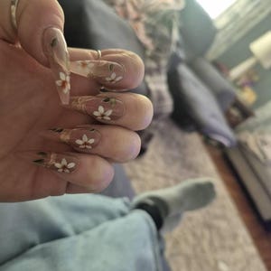 Blush Sakura Bloom Press-On Nails – Hand-Painted Floral Rose Gold Nail Art Set