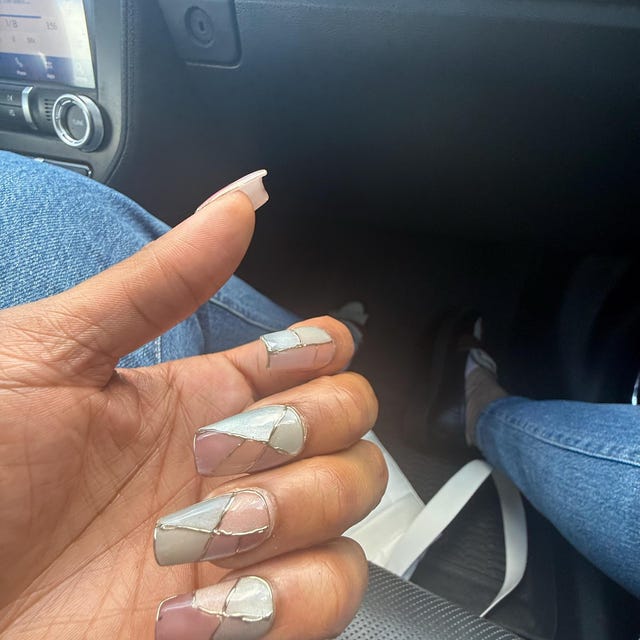 Muted Mosaic Glass Press-On Nails – Elegant Pastel Chrome Nail Art Set