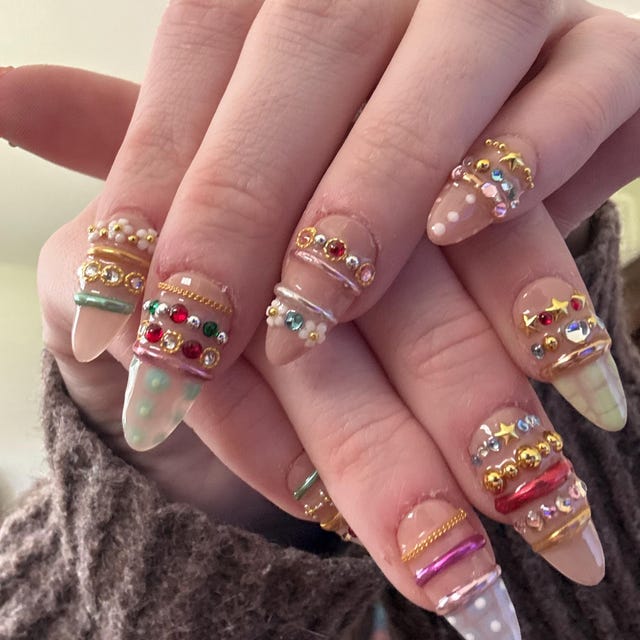 Luxury Candy Gem Press-On Nails – Handmade 3D Rhinestone Nail Set