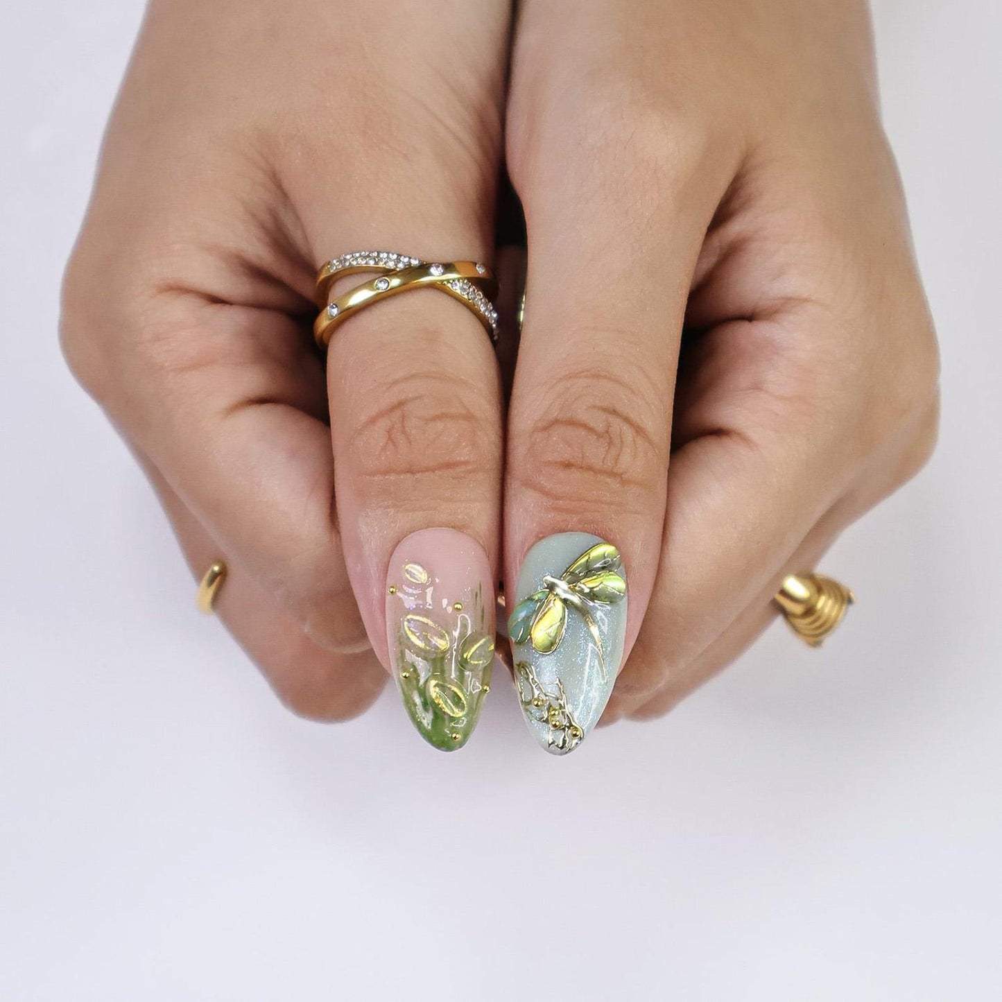 Enchanted Garden Bloom Press-On Nails – Handmade 3D Floral Fairycore Nail Set