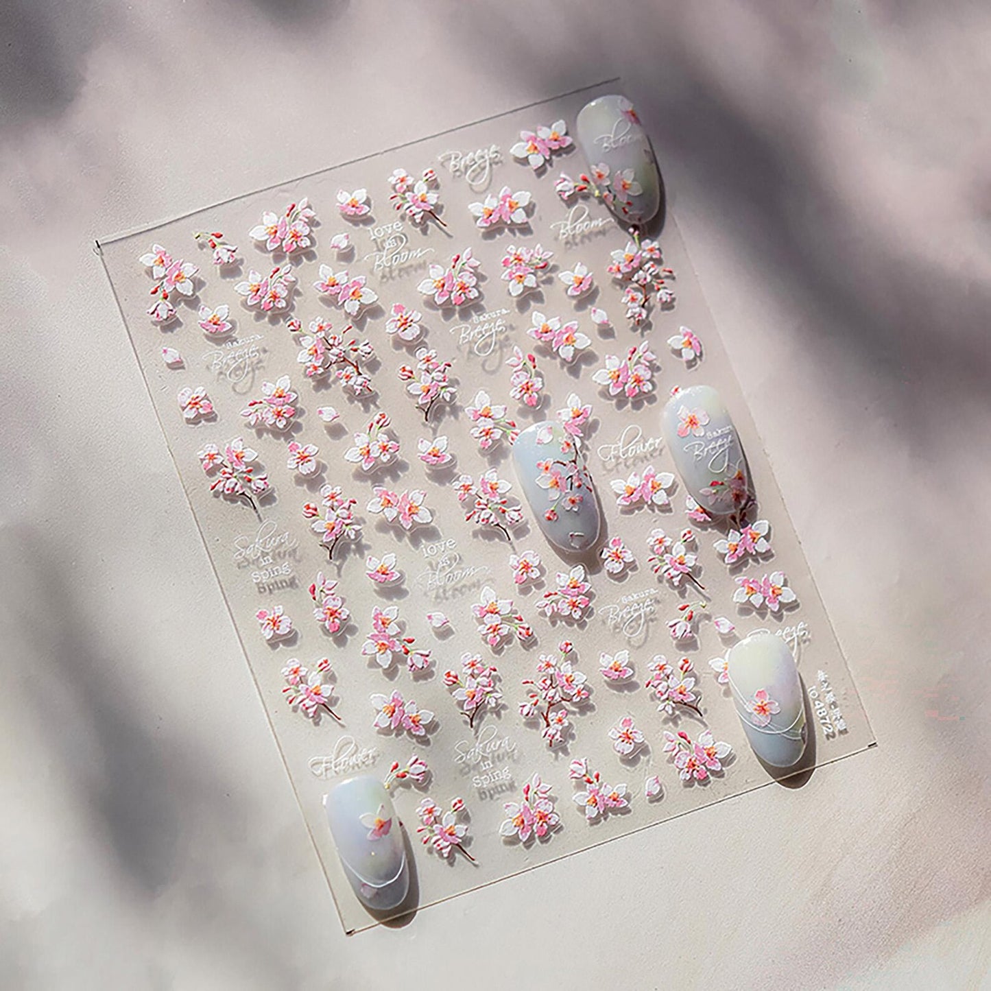 Cherry Blossom Nail Stickers – 3D Sakura Nail Decals | Japanese Floral Nail Art Stickers for DIY Manicure